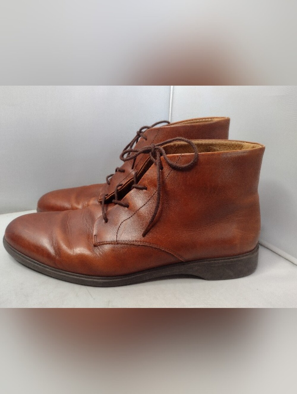 Amberjack Chelsea Brown Leather Chukka  Boots 12 Brown Chestnut Lace